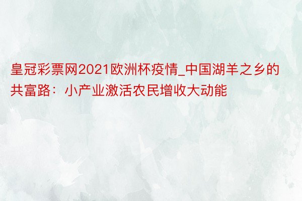 皇冠彩票网2021欧洲杯疫情_中国湖羊之乡的共富路：小产业激活农民增收大动能