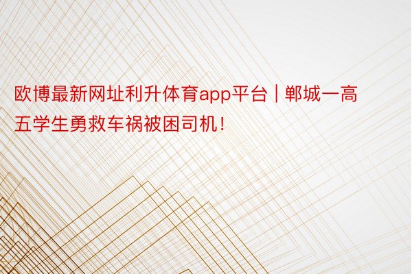 欧博最新网址利升体育app平台 | 郸城一高五学生勇救车祸被困司机！