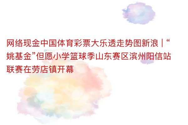 网络现金中国体育彩票大乐透走势图新浪 | “姚基金”但愿小学篮球季山东赛区滨州阳信站联赛在劳店镇开幕