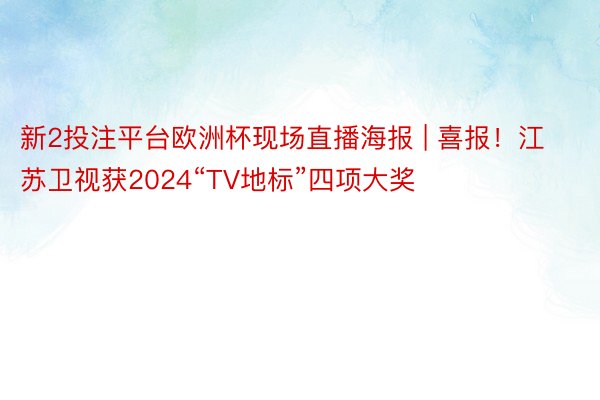 新2投注平台欧洲杯现场直播海报 | 喜报！江苏卫视获2024“TV地标”四项大奖